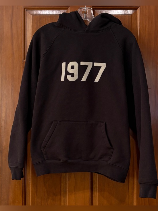 Essentials Other - Essentials Black Hoodie with '1977' White Graphic